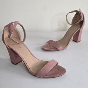 Madden Girl Beella Faux Suede Block Heels Sandals Blush Light Pink Size 8.5